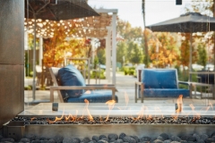 American Financial Plaza outdoor area fireplace closeup